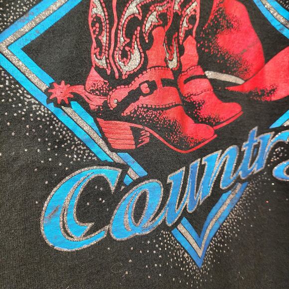 Fruit of the Loom Vintage single stitch sparkly Country graphic woman's size XL - Picture 10 of 10